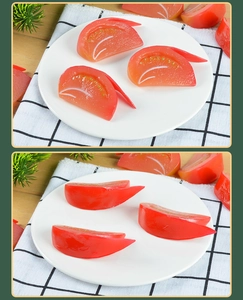 Detailed realistic artificial tomato slice model with vivid red texture and seed patterns