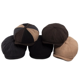 Classic wool newsboy caps for men and women in various solid colors for autumn and winter