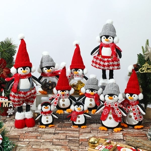 Christmas Penguin Ornament Glowing Plush Doll Knit Holiday Home Decor Gift Xmas Penguin Candy Jar Wreath