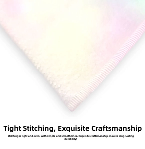 Detailed close-up of rainbow microfiber towel featuring dense stitching and durable edges