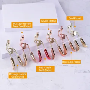 Professional eyelash curler set in gold and rose gold finishes with ergonomic handles