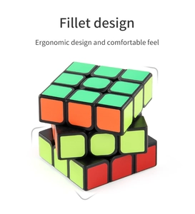 Macro detail of ergonomic fillet design on smooth 3x3 speed cube for children