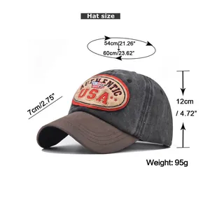 Guide des tailles pour casquette USA en coton délavé avec sangle réglable