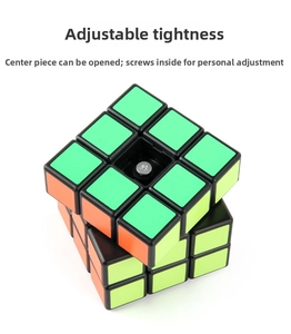 Detail of adjustable tension screw inside the 3x3 speed cube with black base