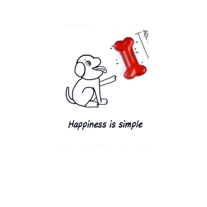 Natural red agate stone dog bone decoration with creative illustrated dog card art