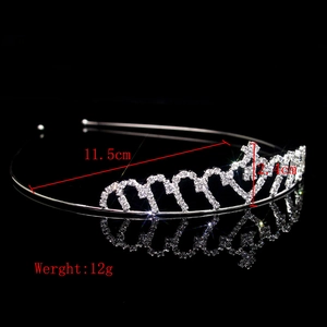 Silver bridal tiara with rhinestones measuring 11.5cm length and 2.4cm height