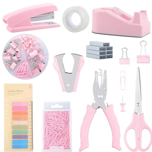 Forniture Da Ufficio Rosa Includono Cucitrice Forbici Dispenser Di Nastro Perforatrice E Graffette Per Studenti