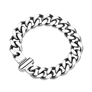 Bracciale a catena cubana in acciaio inossidabile argento con chiusura magnetica