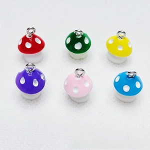 Colorful resin mushroom pendants in six vibrant colors for DIY jewelry and keychain making