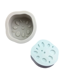 Silicone mold for lotus seed pod shapes with a light blue finished craft piece