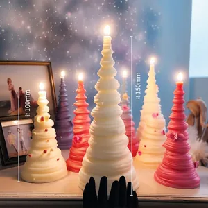 Candele profumate ad albero di Natale a spirale in avorio, rosa e viola per decor