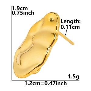 Detailed dimension guide for irregular gold lava style stainless steel stud earrings