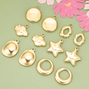 Stainless Steel Charms Gold Plated Geometric Cloud Star Smiley Face Pendants For DIY Jewelry Making Necklaces Earrings Accessories