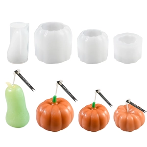 Stampi in silicone a forma di zucca e zucca per candele fai da te di Halloween e resina