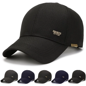 Men Baseball Cap Cotton Canvas Curved Brim Sun Protection Outdoor Casual Adjustable Metal Tag Sports Style