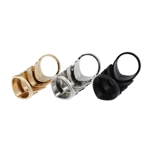 Three-piece punk armor knuckle ring set in gold, silver and black alloy finishes