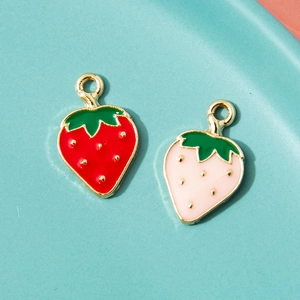 Strawberry Fruit Charms Alloy Enamel Dripping Oil Pendants DIY Jewelry Making Accessories Cute Craft Supplies