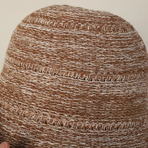Cappello da pescatore in maglia traspirante stile giapponese marrone e bianco per donna
