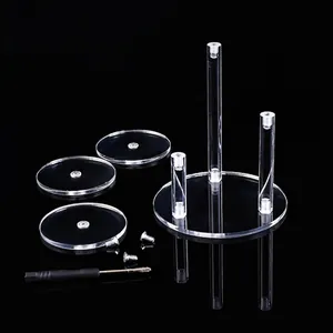 Clear acrylic jewelry display stand with round risers for showcases and collection organization