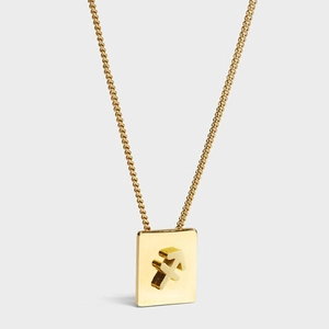 18K gold plated stainless steel Sagittarius constellation rectangle pendant necklace