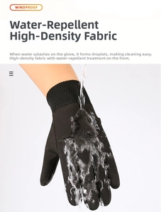 Detail showing water-resistant droplets on high-density windproof sports gloves fabric