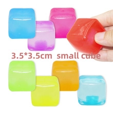 Close-up detail of 3.5cm colorful LED glowing cubes designed for decompression and fun