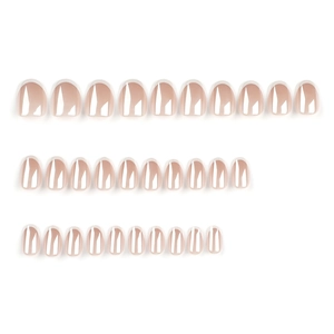 French tip press-on nails set with 30 pieces of nude pink glossy fake nail extensions