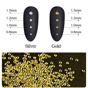 Polished gold and silver metal microbeads for nail art in 0.8mm to 1.5mm sizes