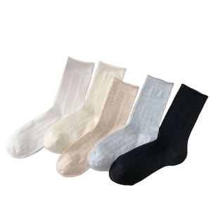 5-pack of minimalist thin hollow-out cotton socks in five colors for summer styling