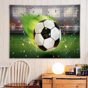 Tapisserie de stade de football pour décoration murale avec ballon et confettis