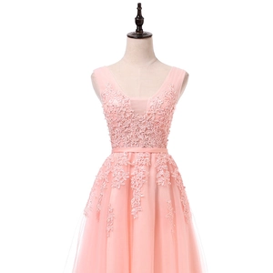 Abito Da Ballo Corto In Tulle Con Perline E Applique In Pizzo Senza Maniche Con Scollo A V Da Donna