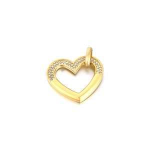 Elegant 18K gold-plated heart-shaped pendant with sparkling diamond-encrusted edges