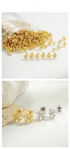Detail of cross stud earrings with small crystals and screw-back in gold and silver finish