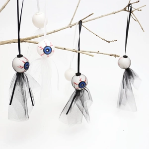 Halloween Eyeball Hanging Decoration Spooky Blue Eye With Plastic And Mesh Gauze Ghost Party Props Horror Ornament