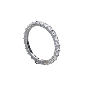 Eternity ring in 925 sterling silver featuring round clear simulated diamonds set in a row