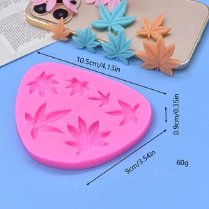 Pink silicone maple leaf mold for fondant cakes, chocolate and handmade soap crafts