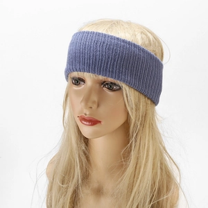 Elastic navy blue ribbed knit headband for sports and outdoor winter fitness