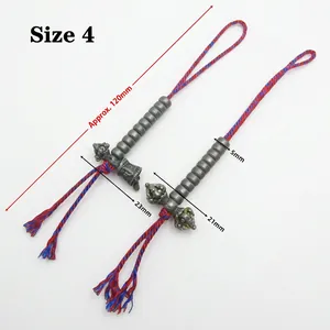Detail of Tibetan prayer counter with 120mm braided cord, vajra and bell components