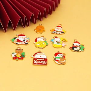 Detailed Christmas alloy pendants featuring Santa, reindeer, and gingerbread man motifs