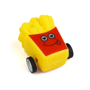 French Fries Shaped Pull Back Toy Car Cartoon Food Mini Plastic Friction Vehicle For Kids Party Favors