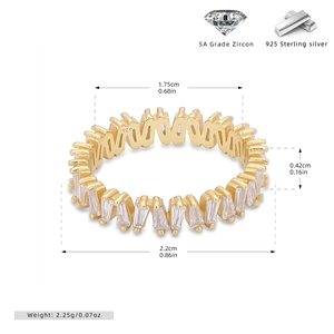 Detailed dimensions and 925 sterling silver certification for V-shaped zircon ring