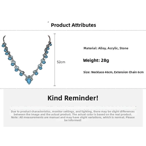 Detailed specs of ethnic turquoise necklace with alloy and acrylic stone materials