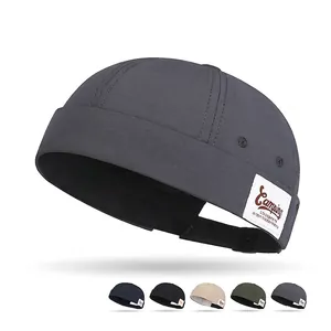 Docker Hat Quick Dry Brimless Cap Men Women Adjustable Breathable Camping Patch Miki Hat Skullcap Retro Streetwear