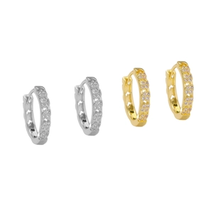 Exquisite gold and silver hoop earrings with pavé cubic zirconia for men and women