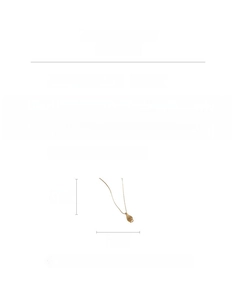 Detailed size specifications for a gold woven teardrop pendant necklace with dimensions