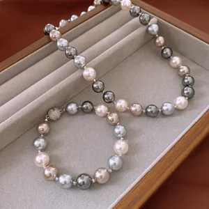 Collier Künstliche Perles Artificielles Multicolores Fermoir Magnétique Zircon Bijoux Rétro Élégants Femmes Collier Pour Pull
