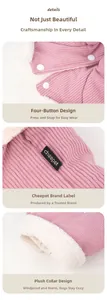 Détails de la veste rose pour chien en velours côtelé avec doublure en polaire