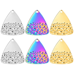 Triangle Pendant Stainless Steel 18K Gold Plated Hammered Texture DIY Jewelry Making Findings Mirror Polished For Necklace