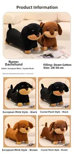 Detail of plush dachshund toy showing soft mink velvet texture and down cotton filling