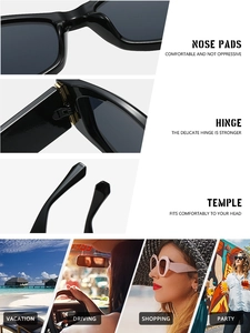 Detail of fashion cat eye sunglasses showing nose pads, metal hinges and casual style